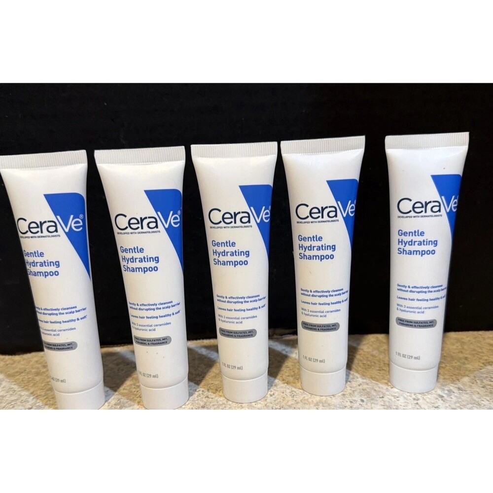 5 PACK CERAVE Gentle Hydrating Shampoo 1 Oz each TRAVEL SIZE: 1 Fl oz